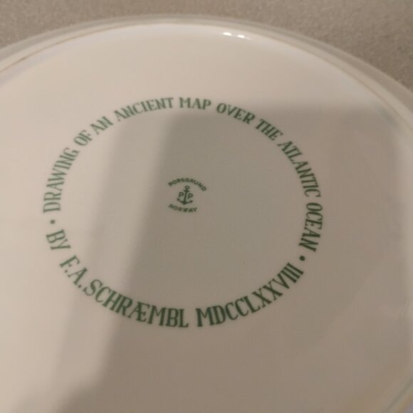 Porsgrund Norway Ancient Map of Atlantic Ocean Collectors Plate - Picture 3 of 3